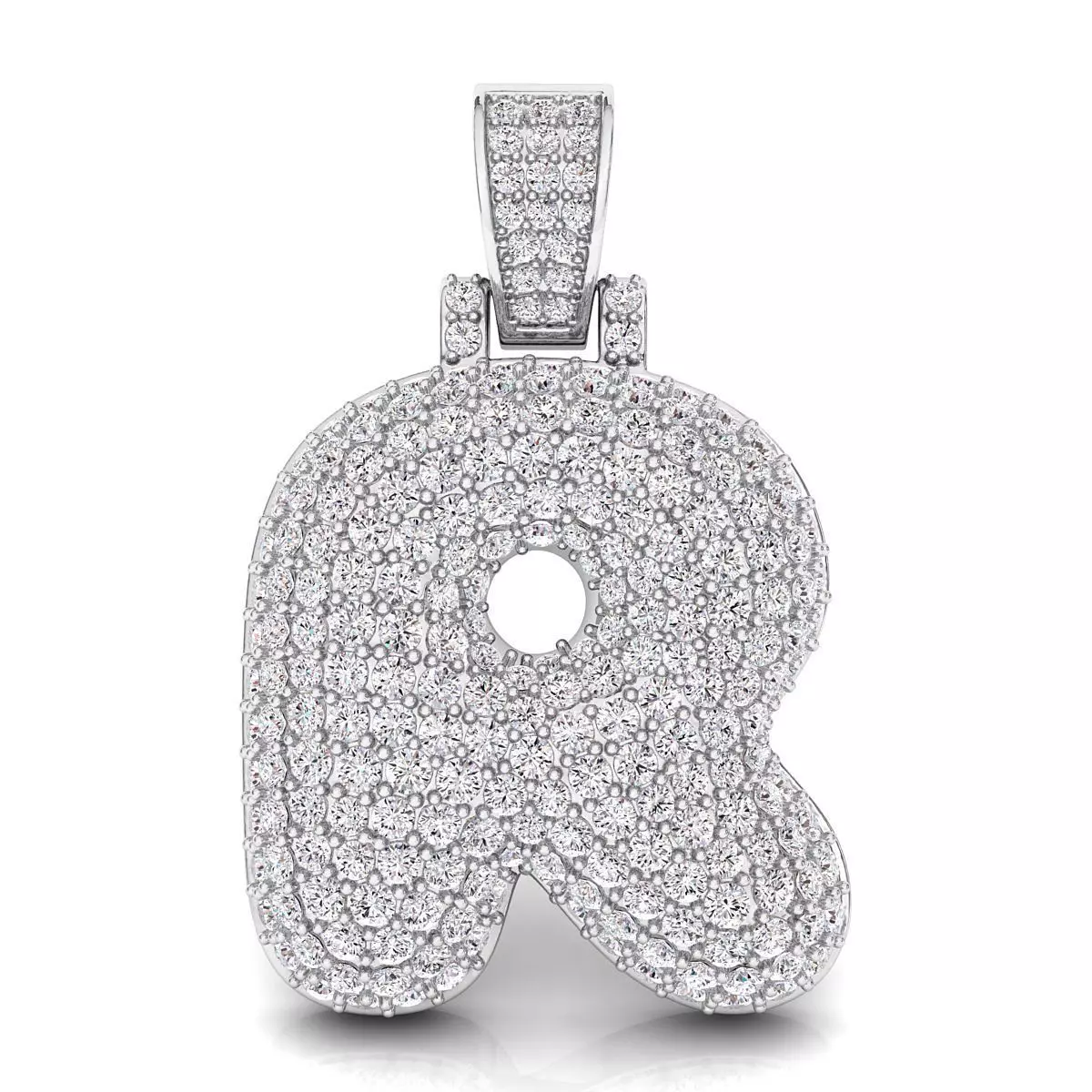 Bubble R Initial Pendant 3D print model_0