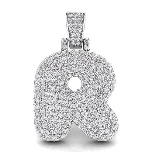 Bubble R Initial Pendant 3D print model