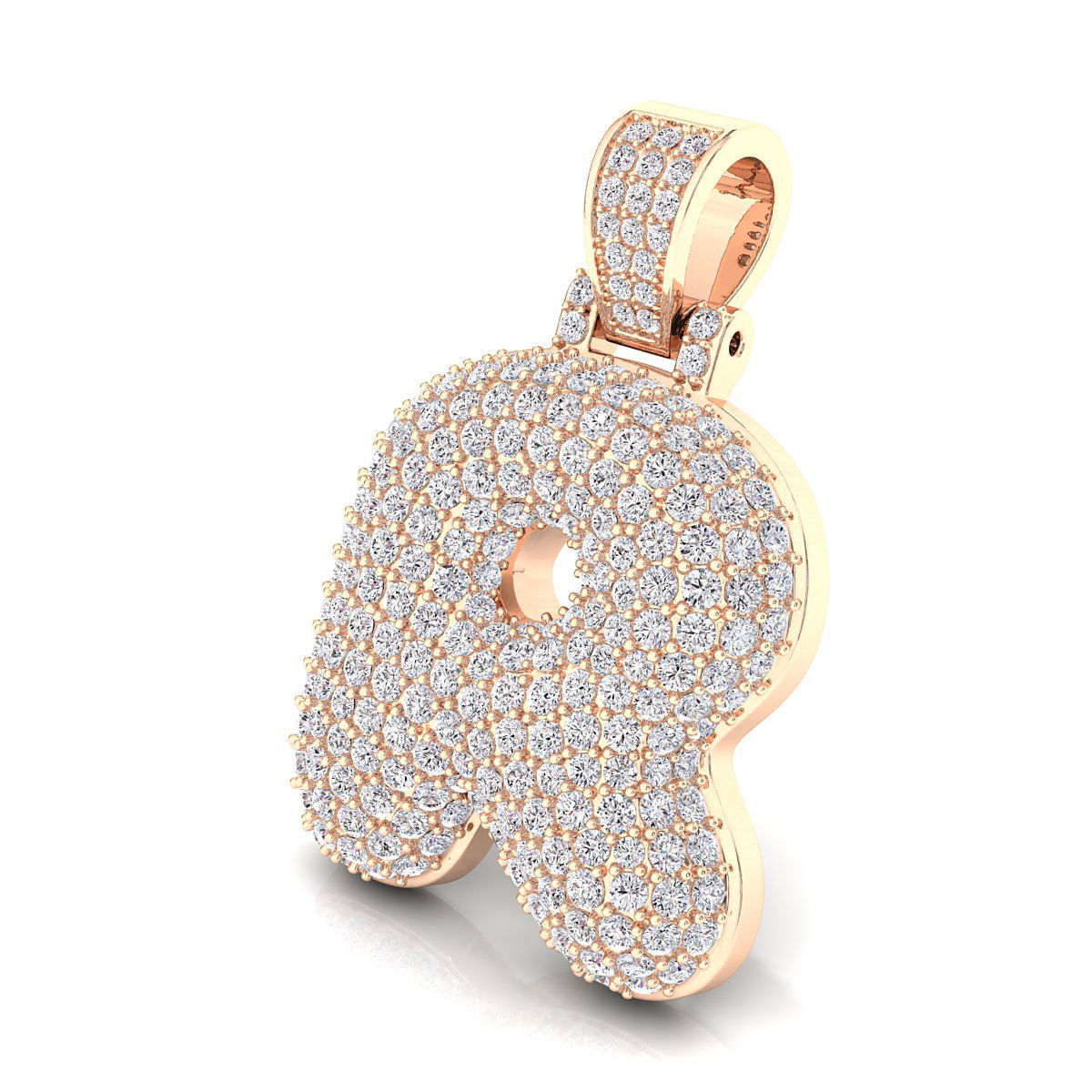 Bubble R Initial Pendant 3D print model_5