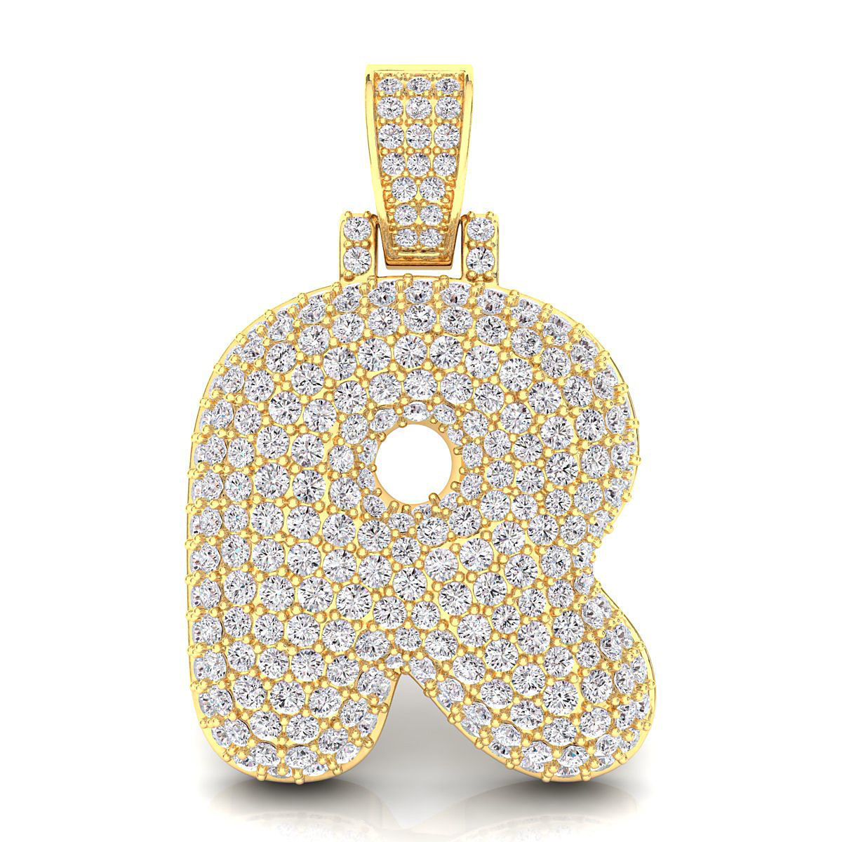 Bubble R Initial Pendant 3D print model_2