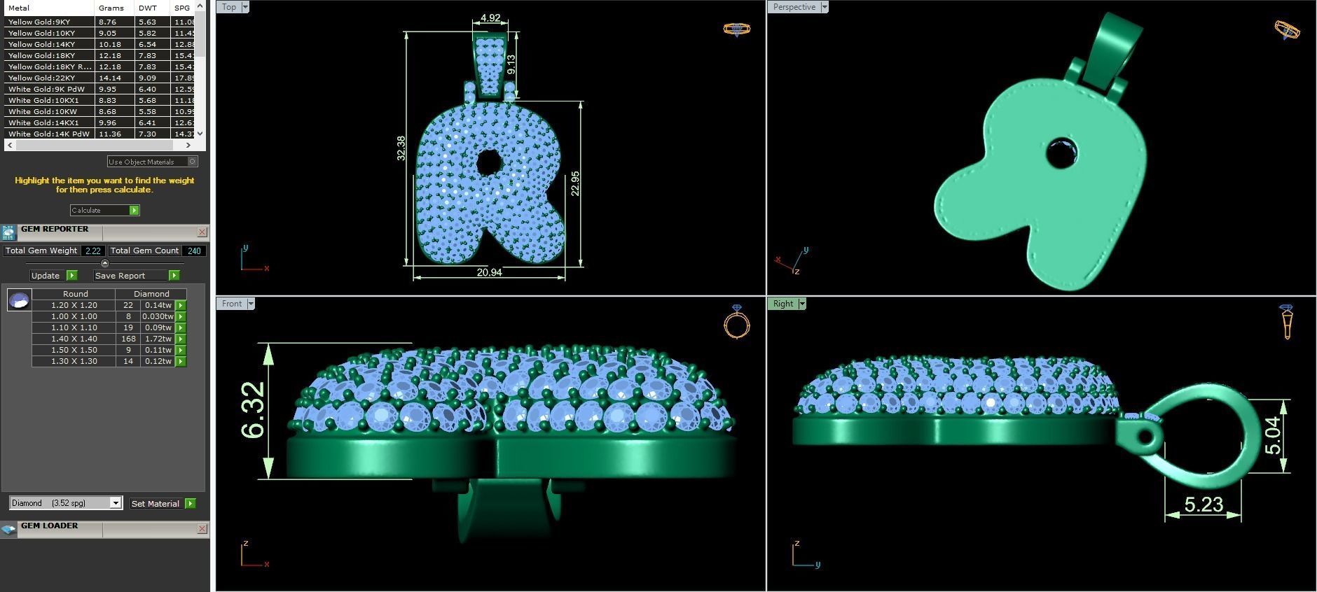 Bubble R Initial Pendant 3D print model_3