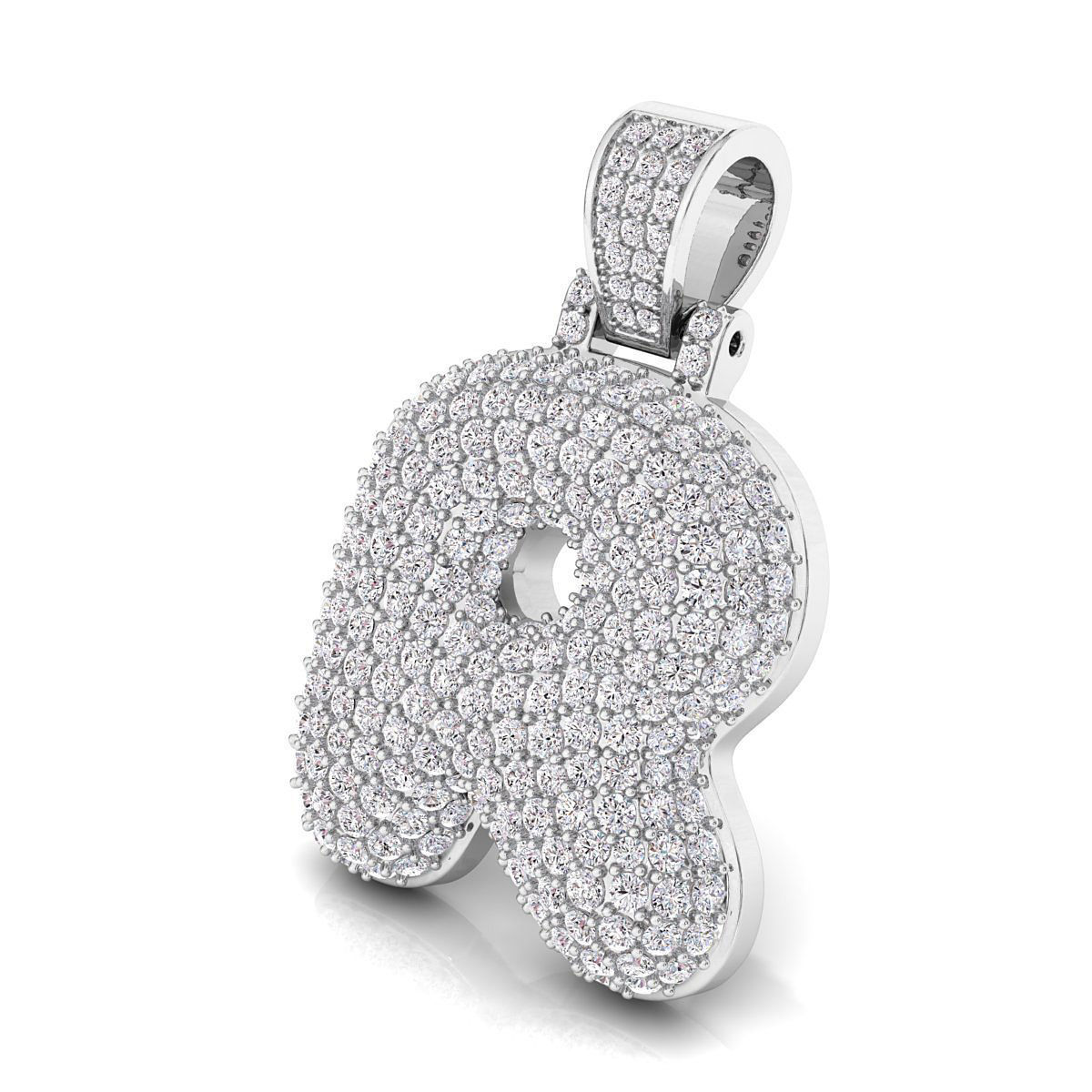 Bubble R Initial Pendant 3D print model_4