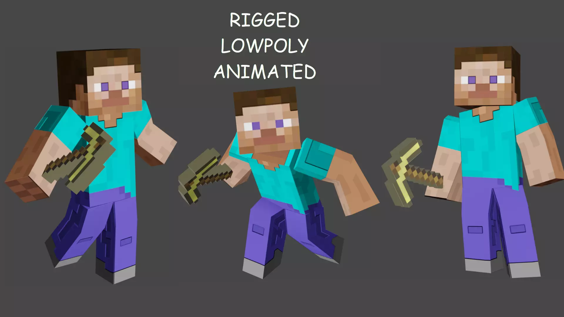 MINECRAFT STEVE 3D MODEL - RIGGED ANIMATED Low-poly 3D model