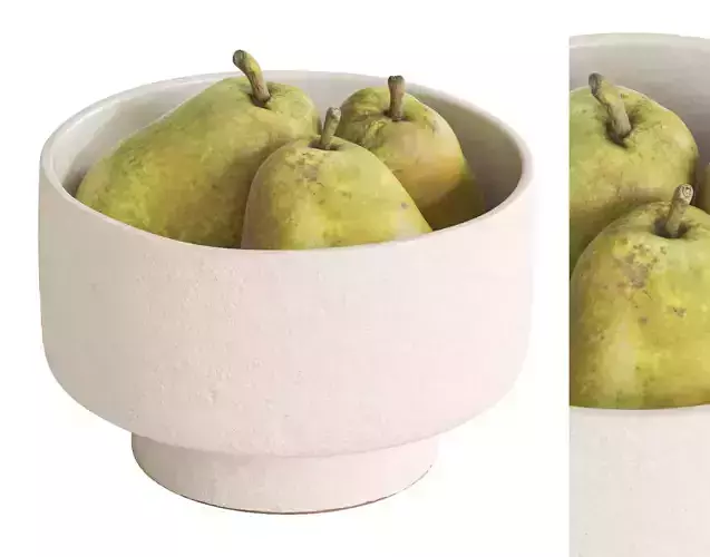 Kieffer Pears In Beige Ceramic Bowl