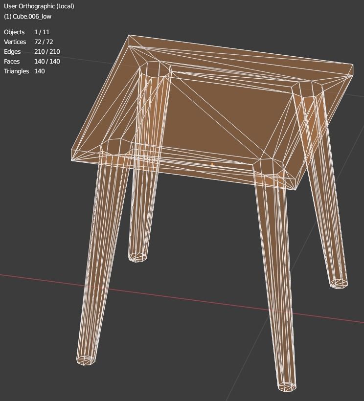 Table chair kitchen chest of drawers Old soviet PBR game-ready Low-poly 3D model_19