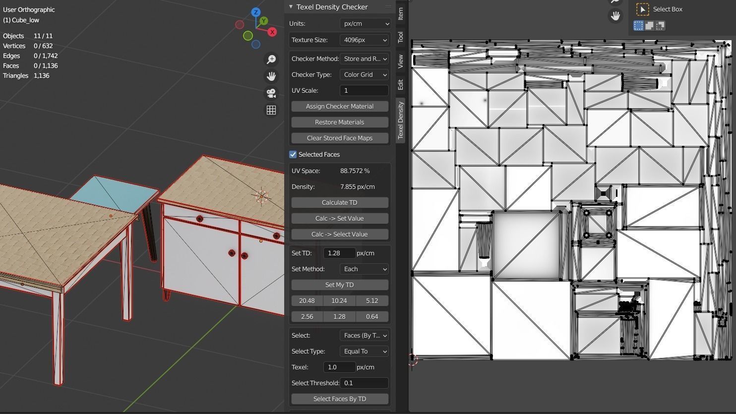 Table chair kitchen chest of drawers Old soviet PBR game-ready Low-poly 3D model_17