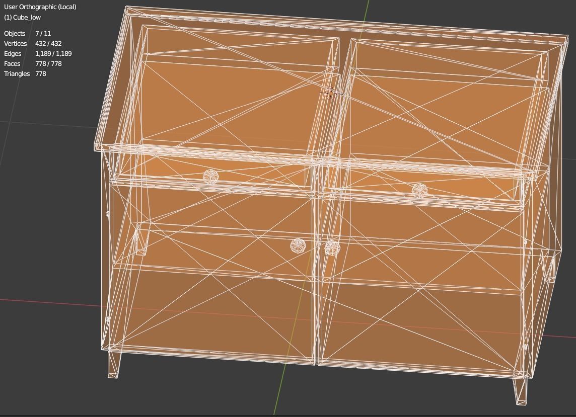 Table chair kitchen chest of drawers Old soviet PBR game-ready Low-poly 3D model_18