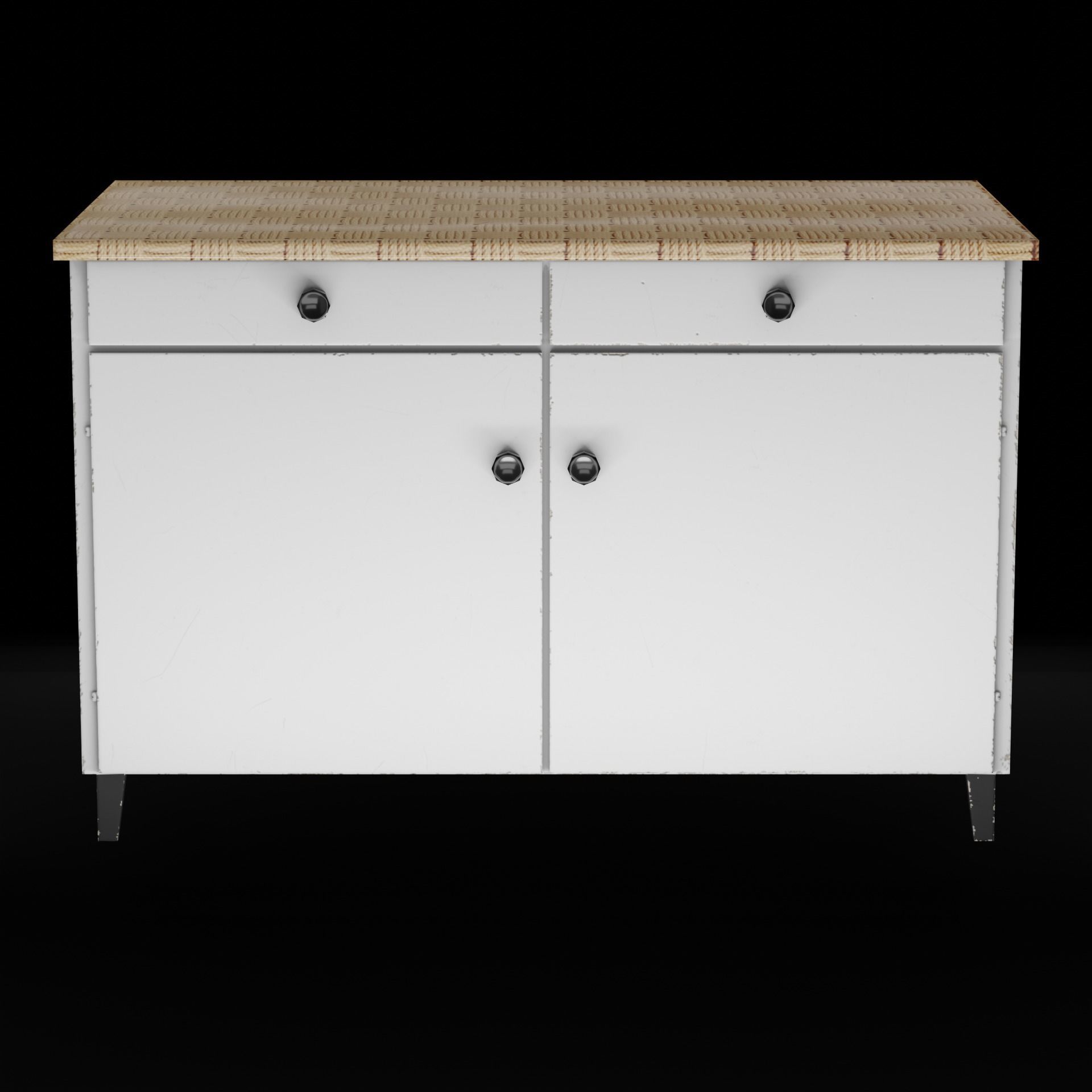 Table chair kitchen chest of drawers Old soviet PBR game-ready Low-poly 3D model_6