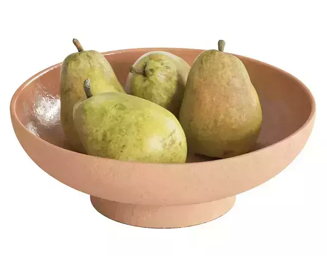 Kieffer pears in ceramic bowl
