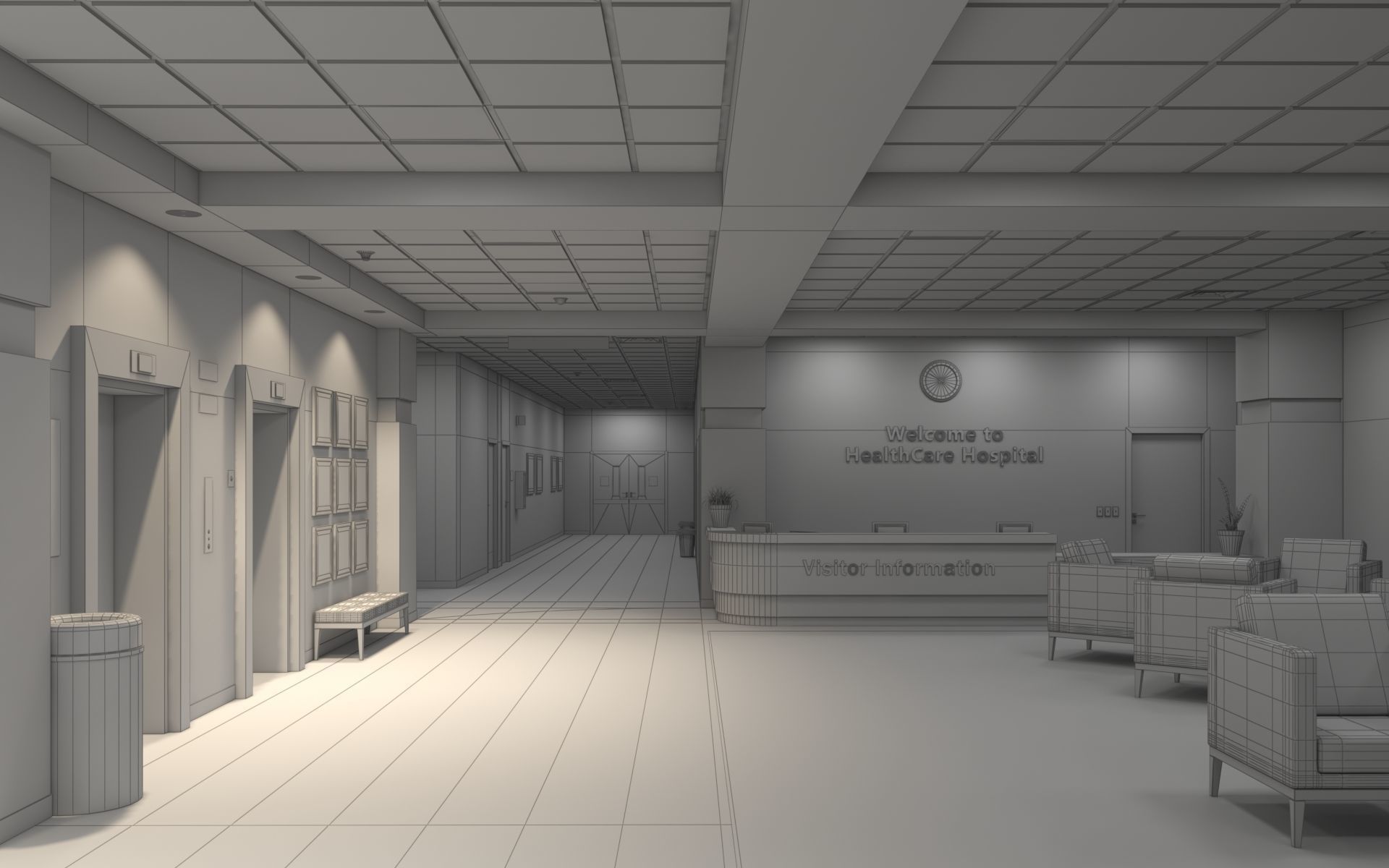 Hospital Lobby 3D model_18