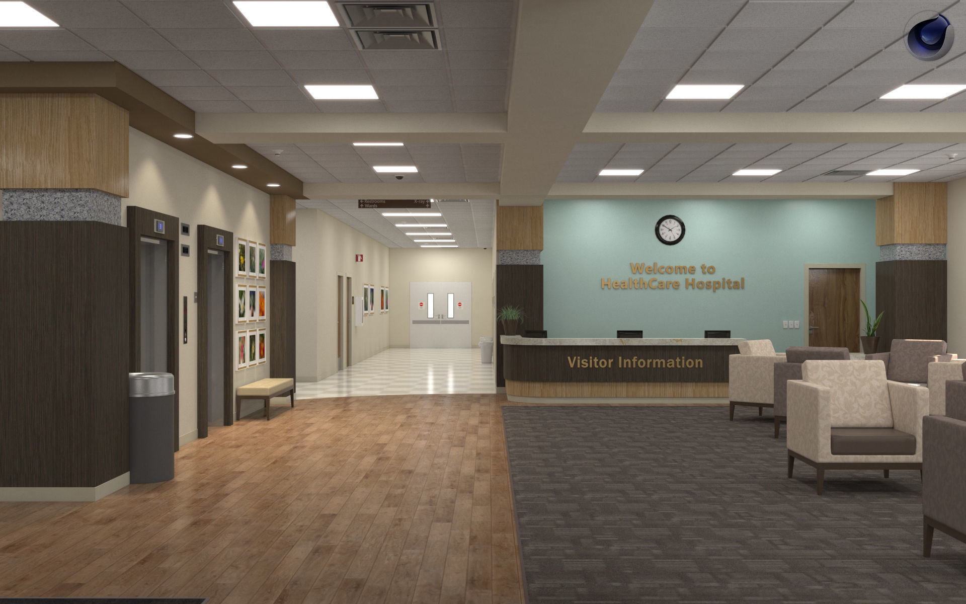 Hospital Lobby 3D model_3