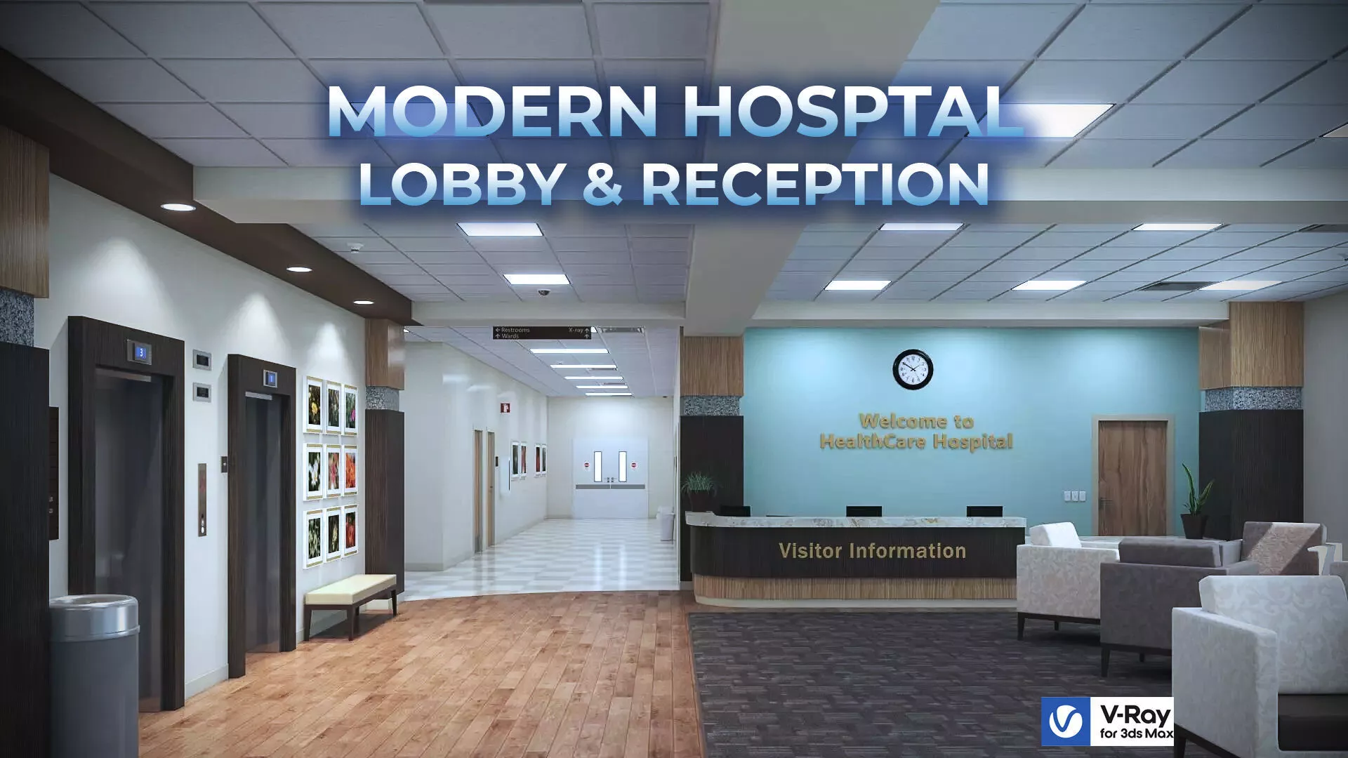 Modern Hospital Lobby and Reception 3D model
