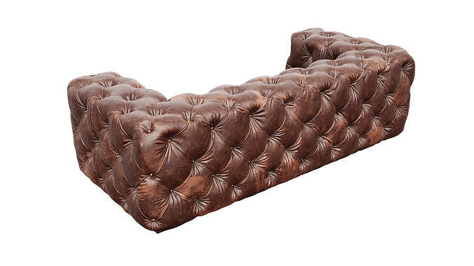 Soho Tufted Leather Sofa 3D model 6