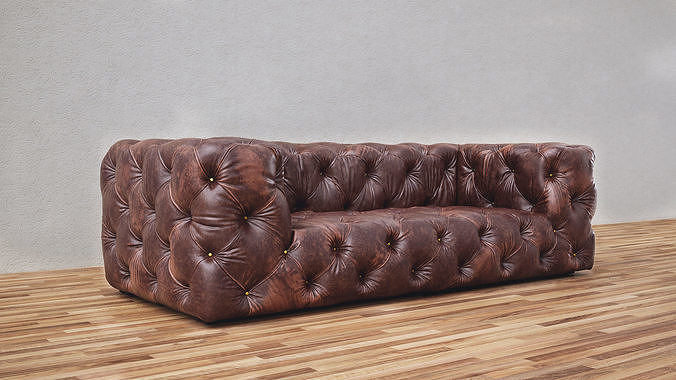 Soho Tufted Leather Sofa 3D model 3