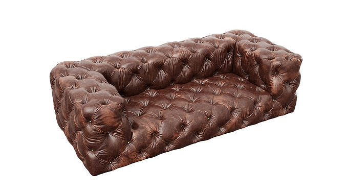 Soho Tufted Leather Sofa 3D model 5