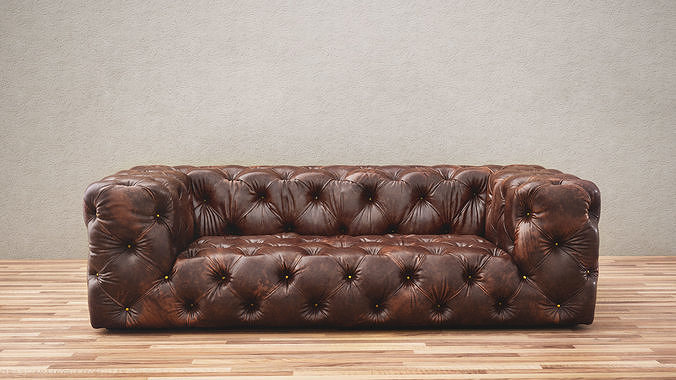 Soho Tufted Leather Sofa 3D model 2
