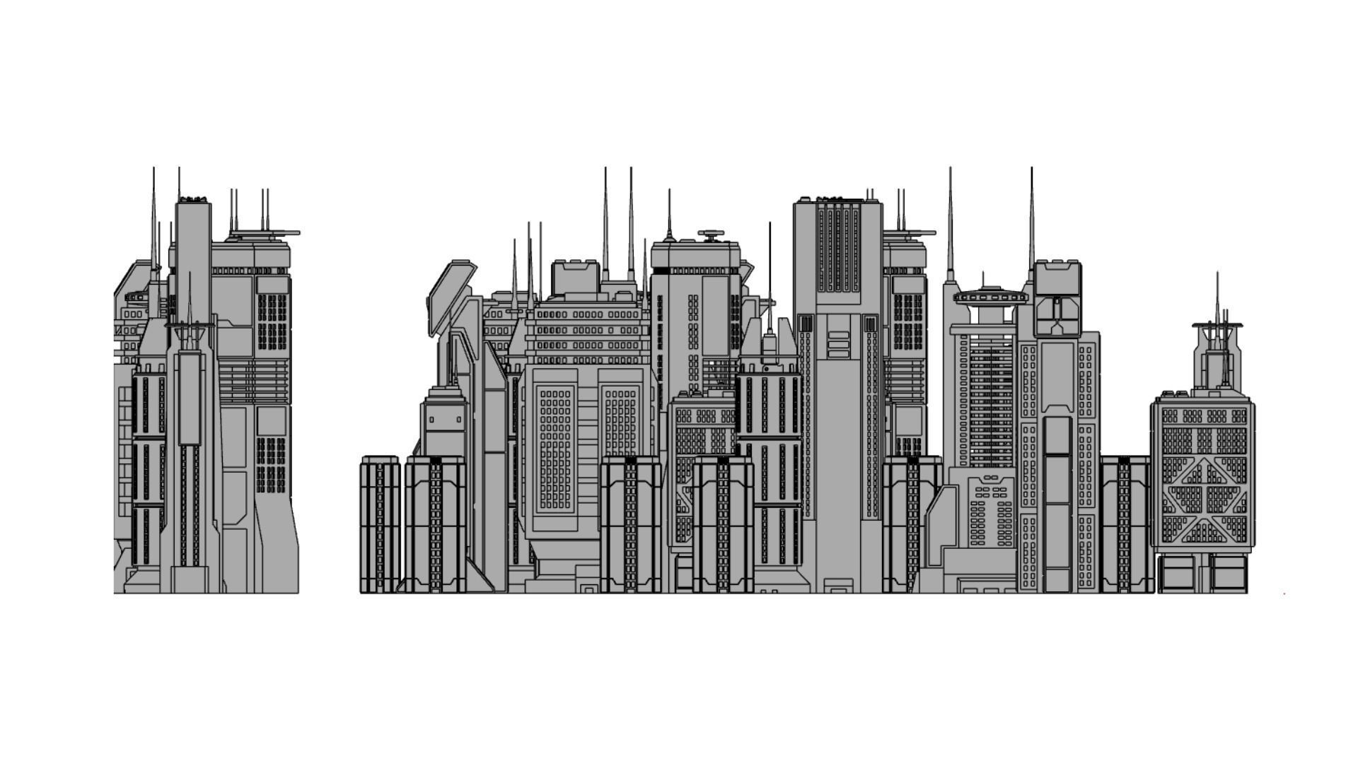 Sci-Fi building dressing kitbash PACK -  4 Low-poly 3D model_3