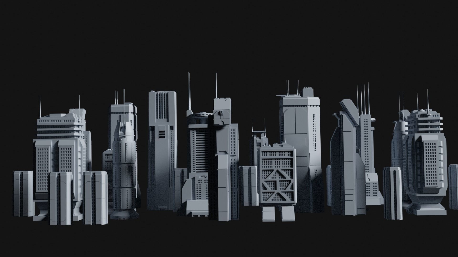 Sci-Fi building dressing kitbash PACK -  4 Low-poly 3D model_1