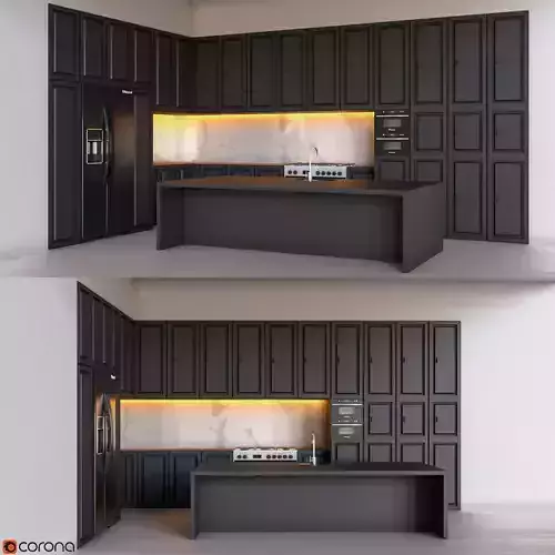 Black matte kitchen 3D model