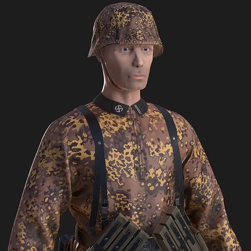 German Waffen-SS Soldier Low-poly 3D model