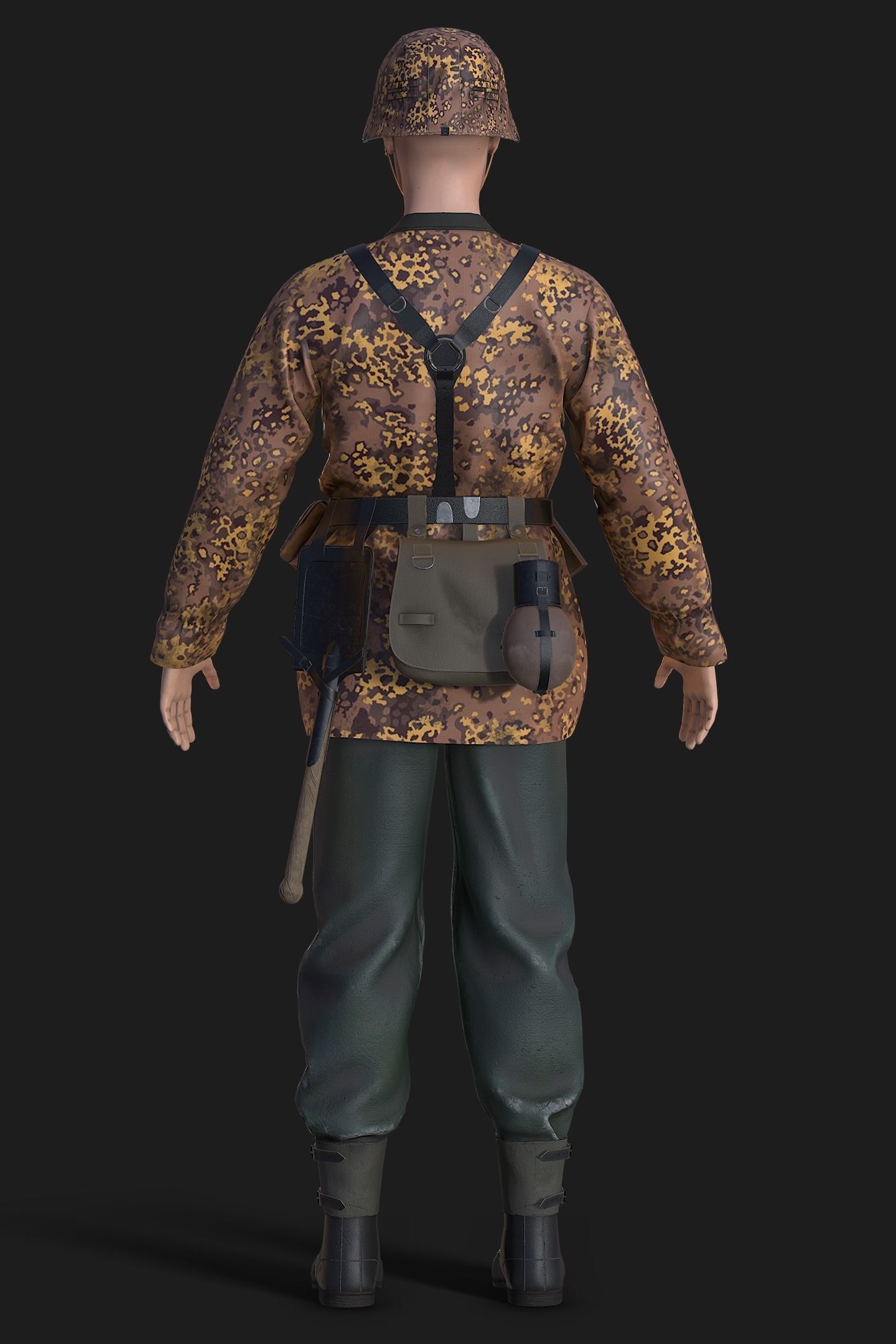 German Waffen-SS Soldier Low-poly 3D model_4