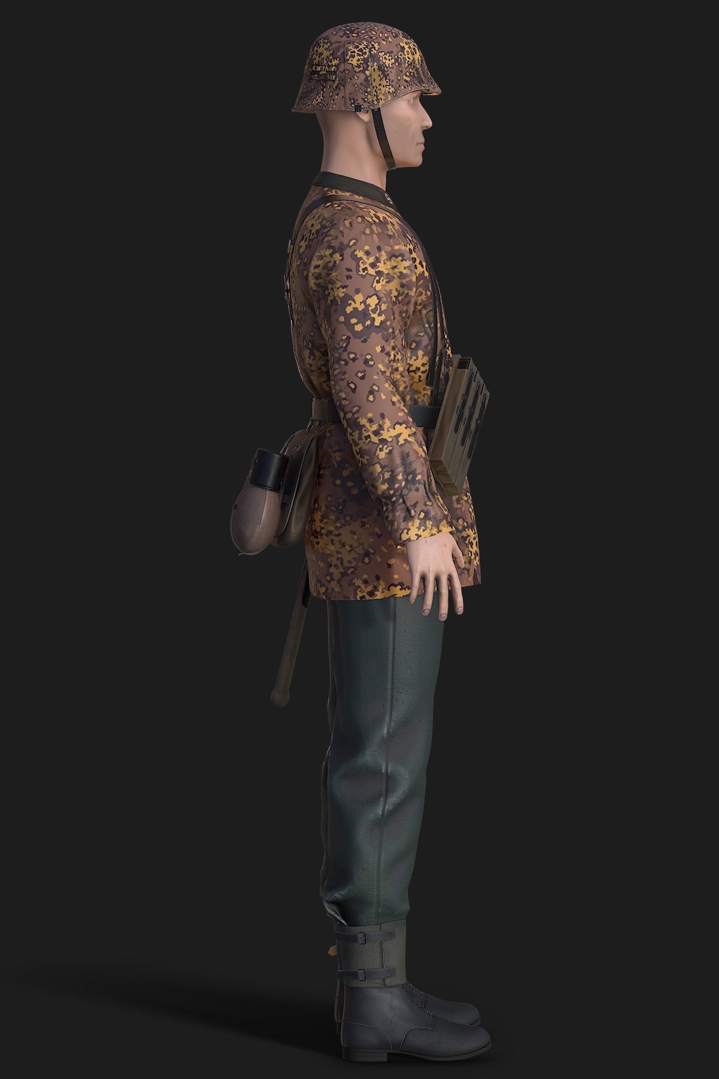 German Waffen-SS Soldier Low-poly 3D model_3