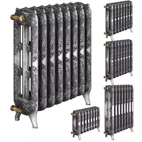 Classic Cast Iron Radiator Metal Low-poly