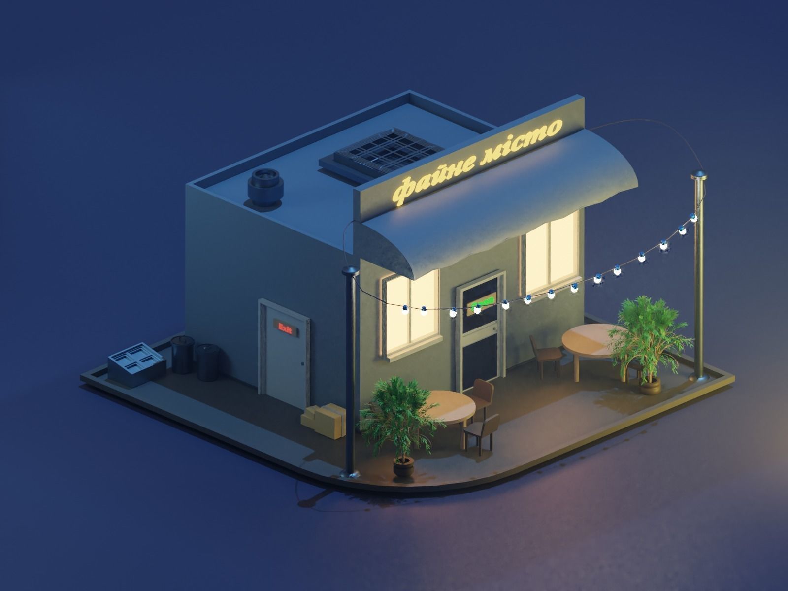 small restaurant Free 3D model_4