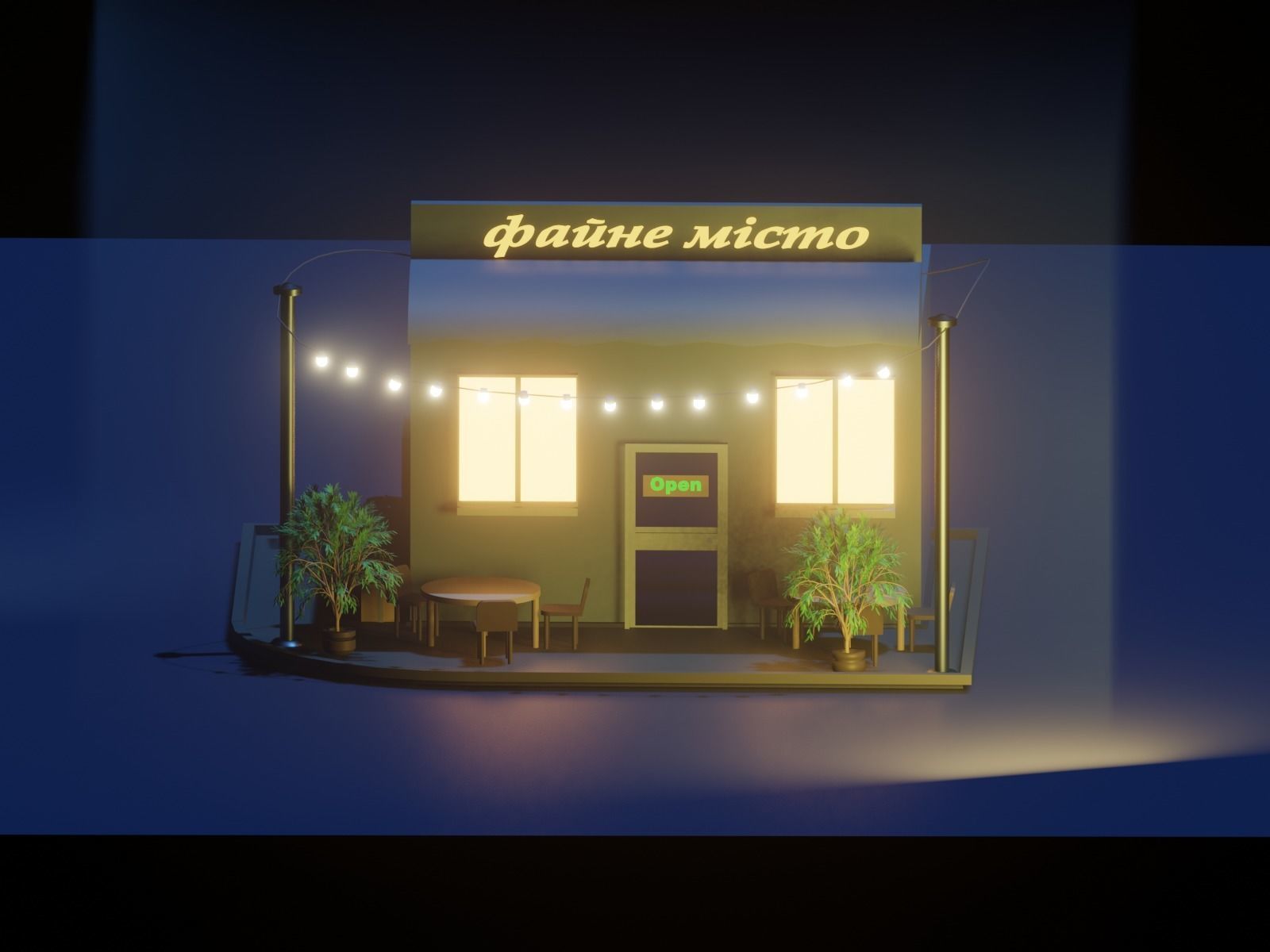 small restaurant Free 3D model_3