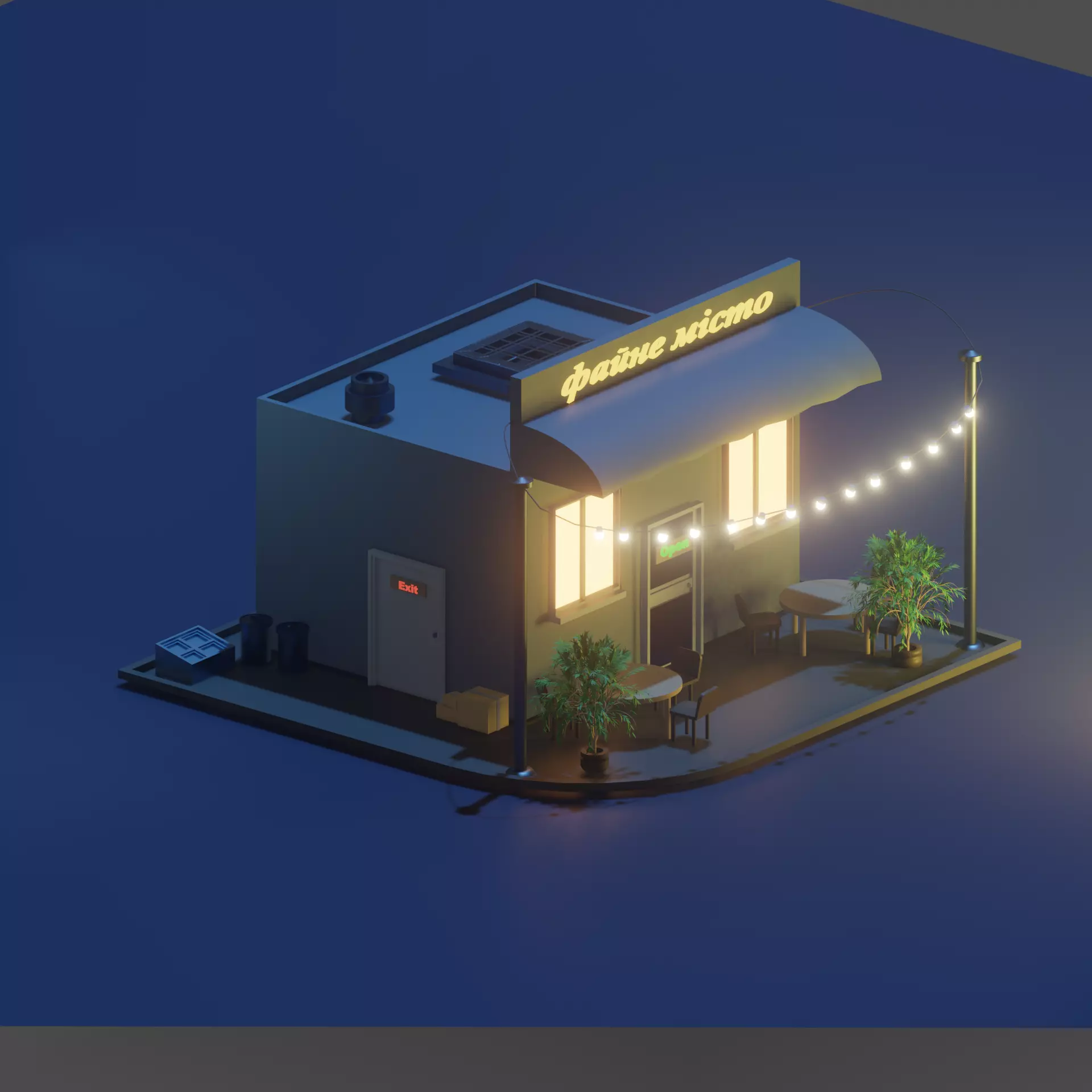 small restaurant Free 3D model_0