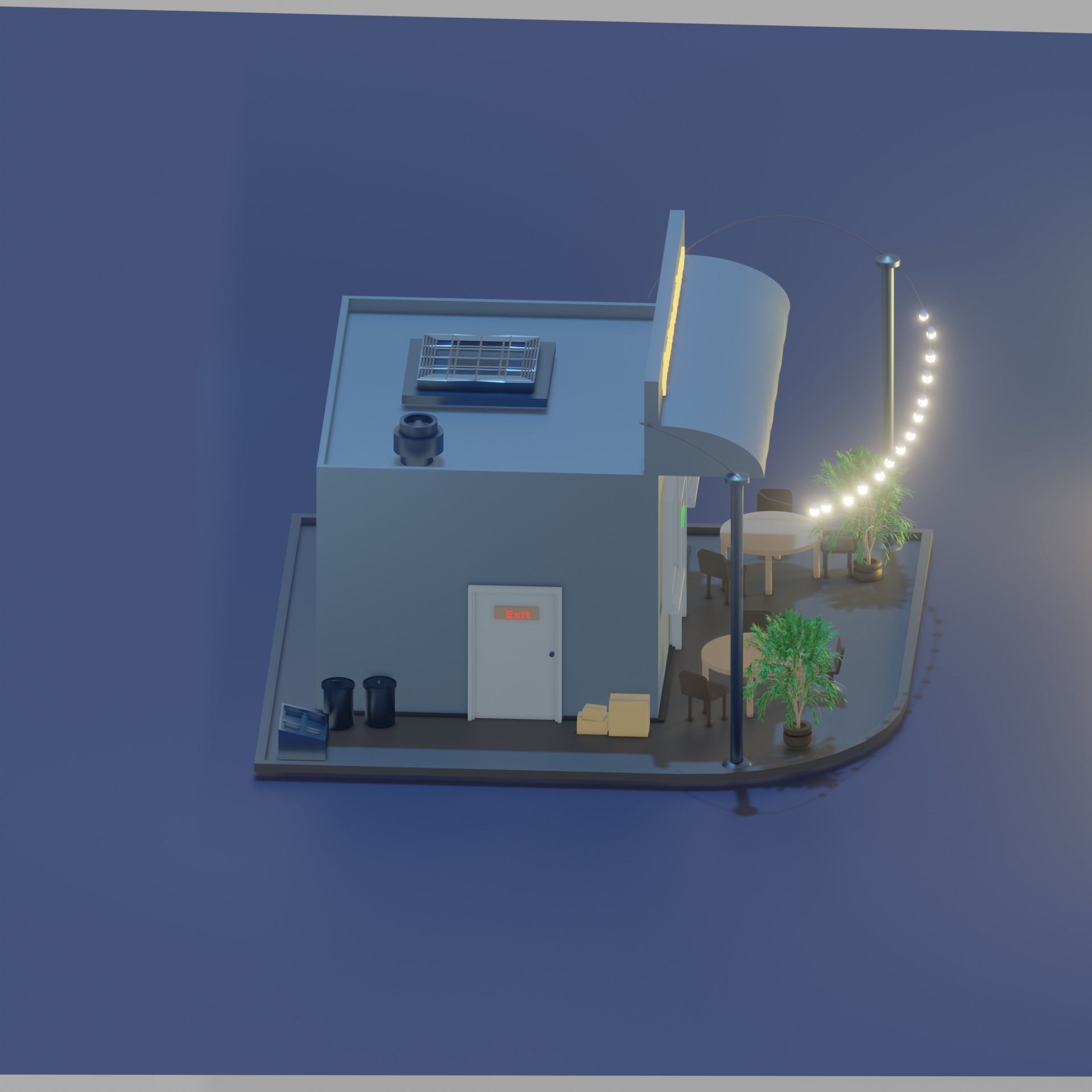 small restaurant Free 3D model_2