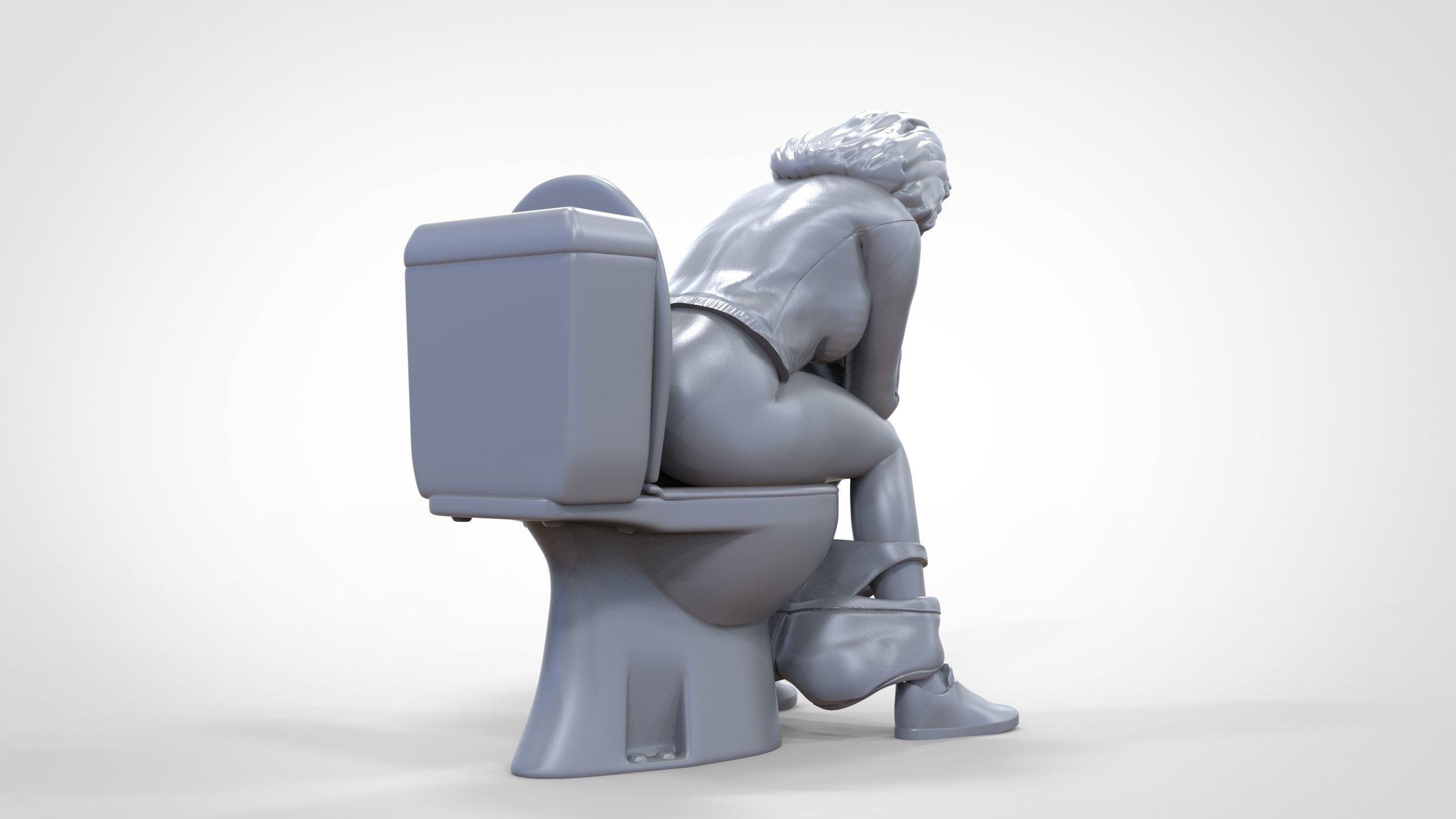 Woman on the toilet thinking 3D print model_24