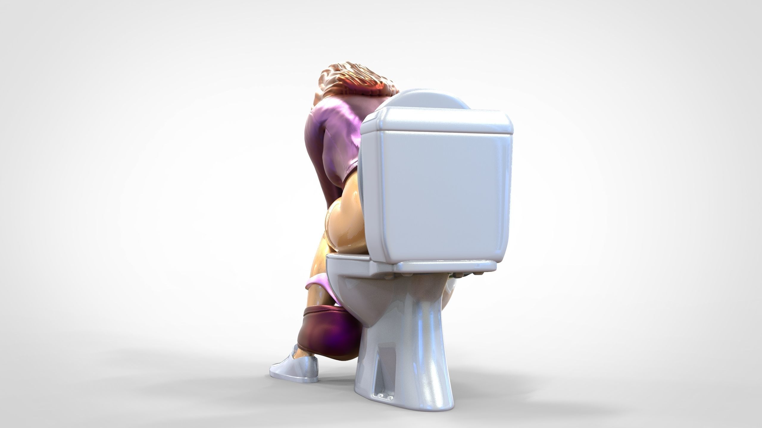 Woman on the toilet thinking 3D print model_9