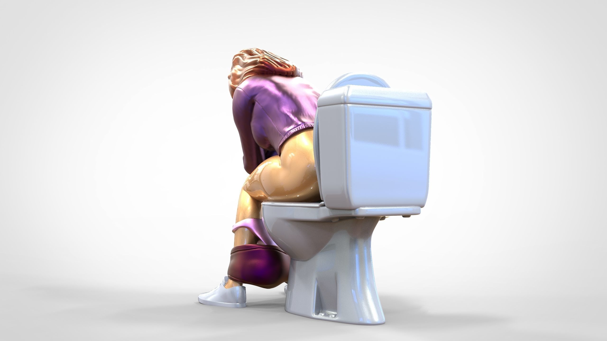 Woman on the toilet thinking 3D print model_10
