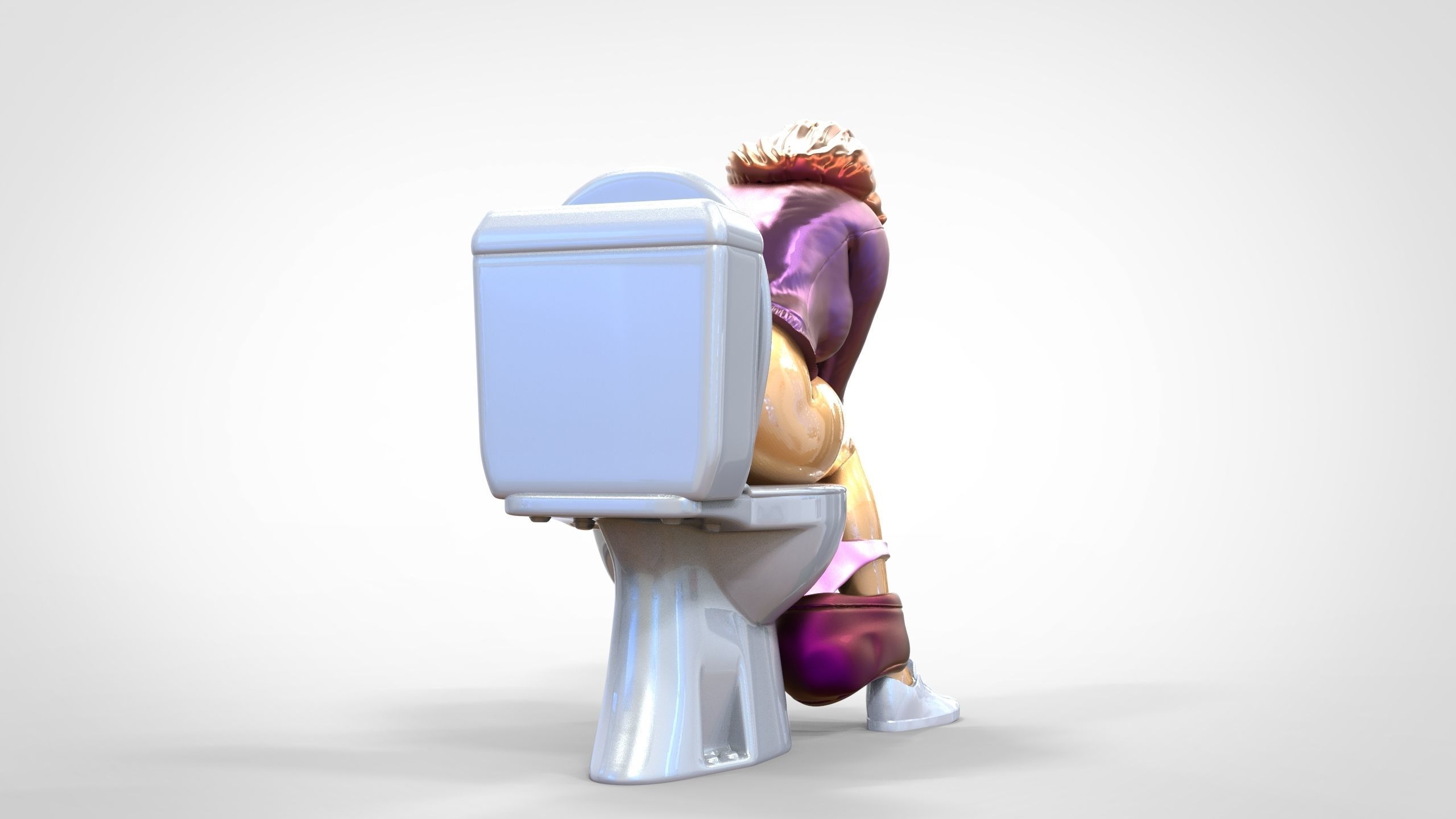 Woman on the toilet thinking 3D print model_7