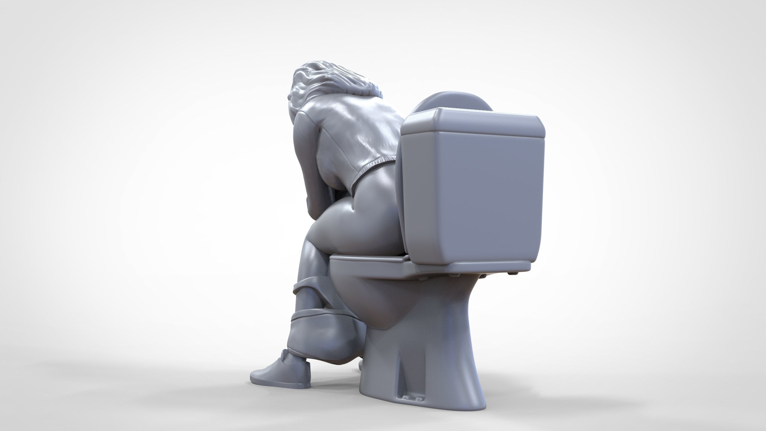 Woman on the toilet thinking 3D print model_26