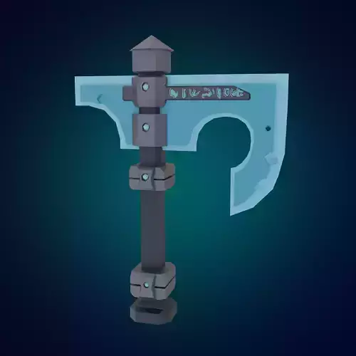 Mythical Amethyst Battle Axe PBR lowpoly game-ready