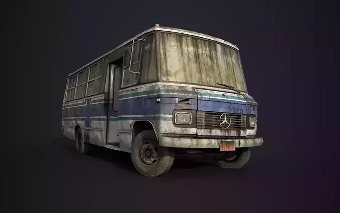 Old Bus Mercedes-Benz  608D Low-poly 3D model