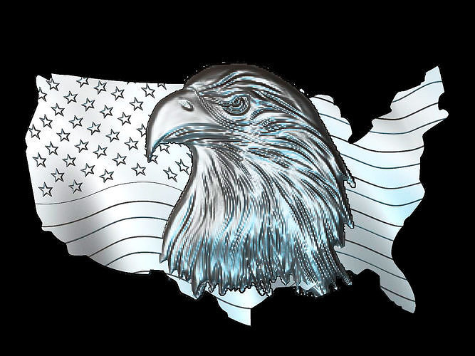 Eagle on the flag 3d model for cnc machines and 3d printers 3D print model