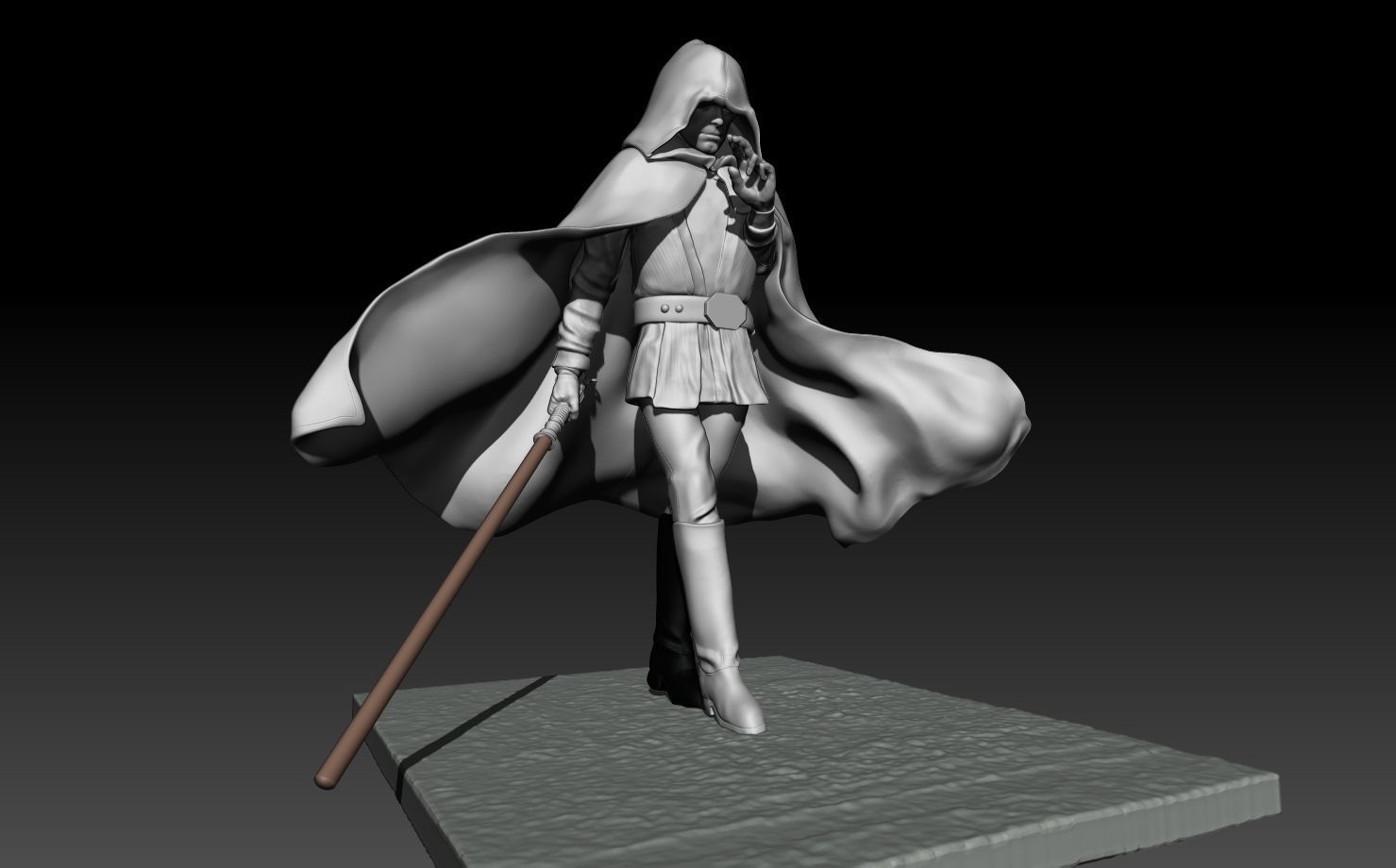 Luke Skywalker fan art Jedi Knight 3D print model_9