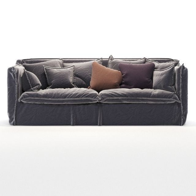 old gray sofa 3D model_1