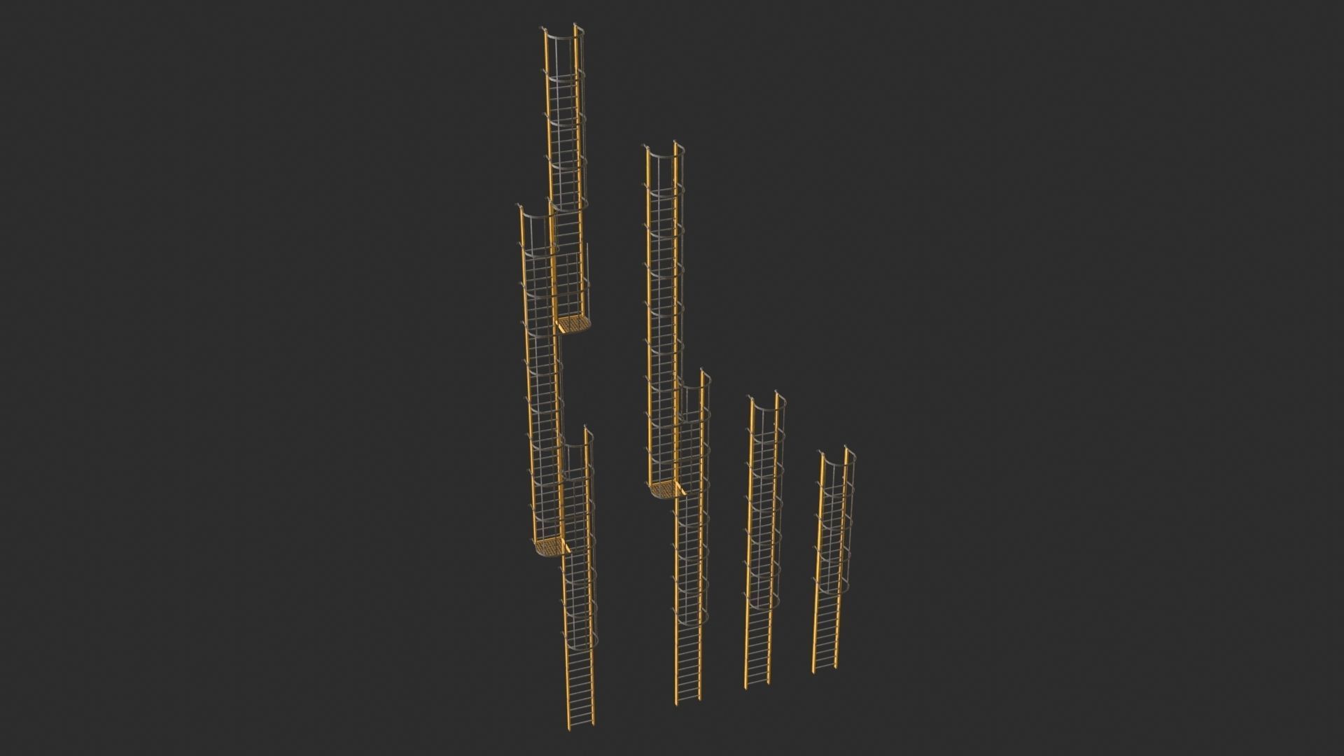 Tower Crane Modular - Yellow Low-poly 3D model_8