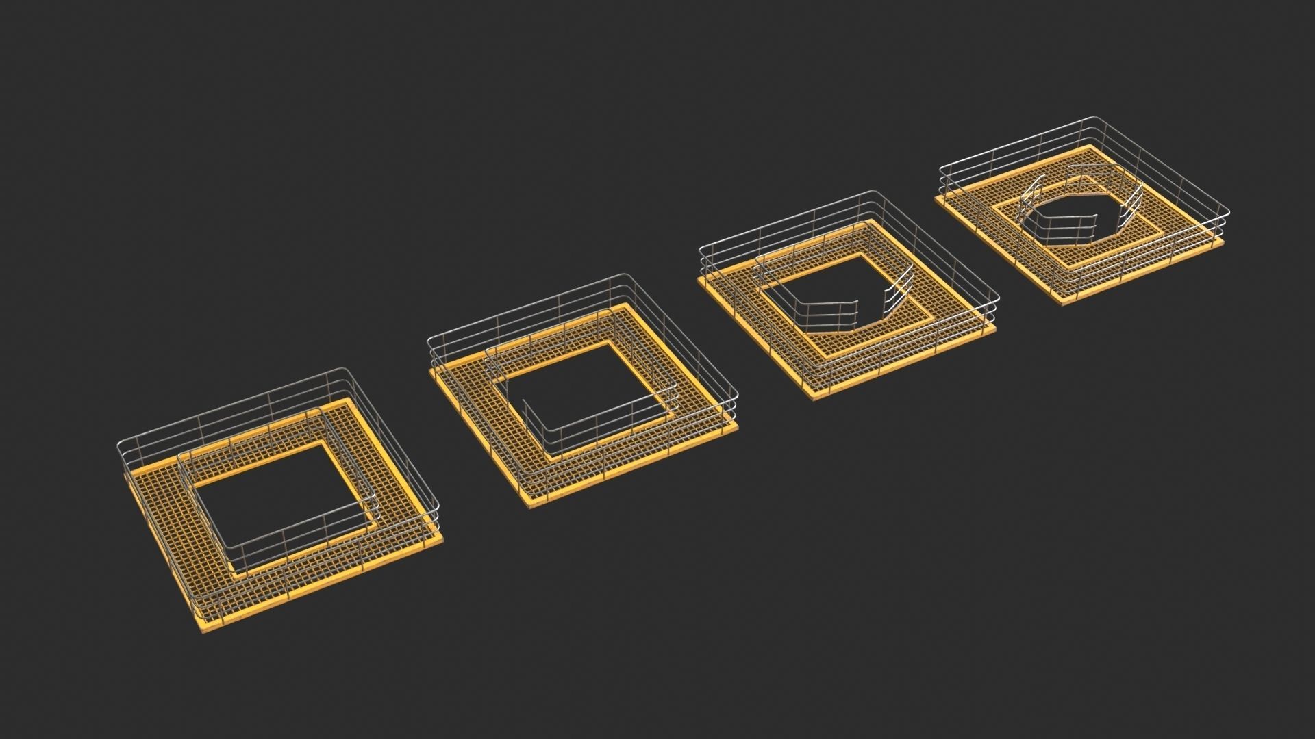 Tower Crane Modular - Yellow Low-poly 3D model_7