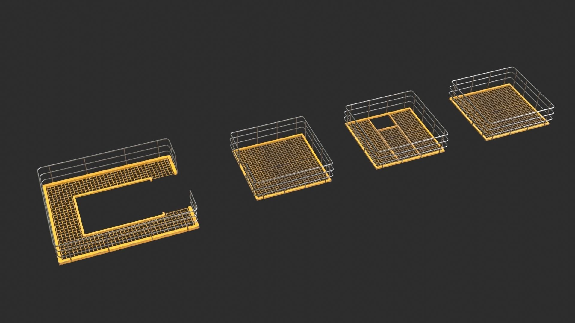 Tower Crane Modular - Yellow Low-poly 3D model_6