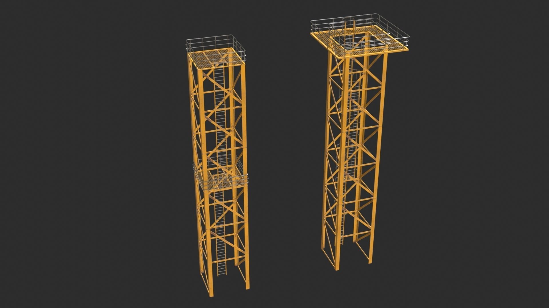 Tower Crane Modular - Yellow Low-poly 3D model_9