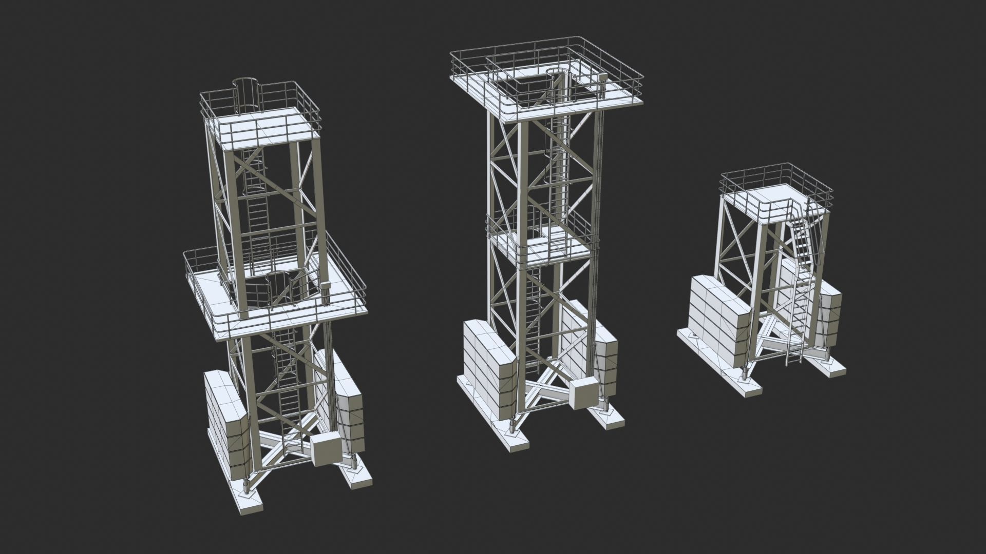 Tower Crane Modular - Yellow Low-poly 3D model_18