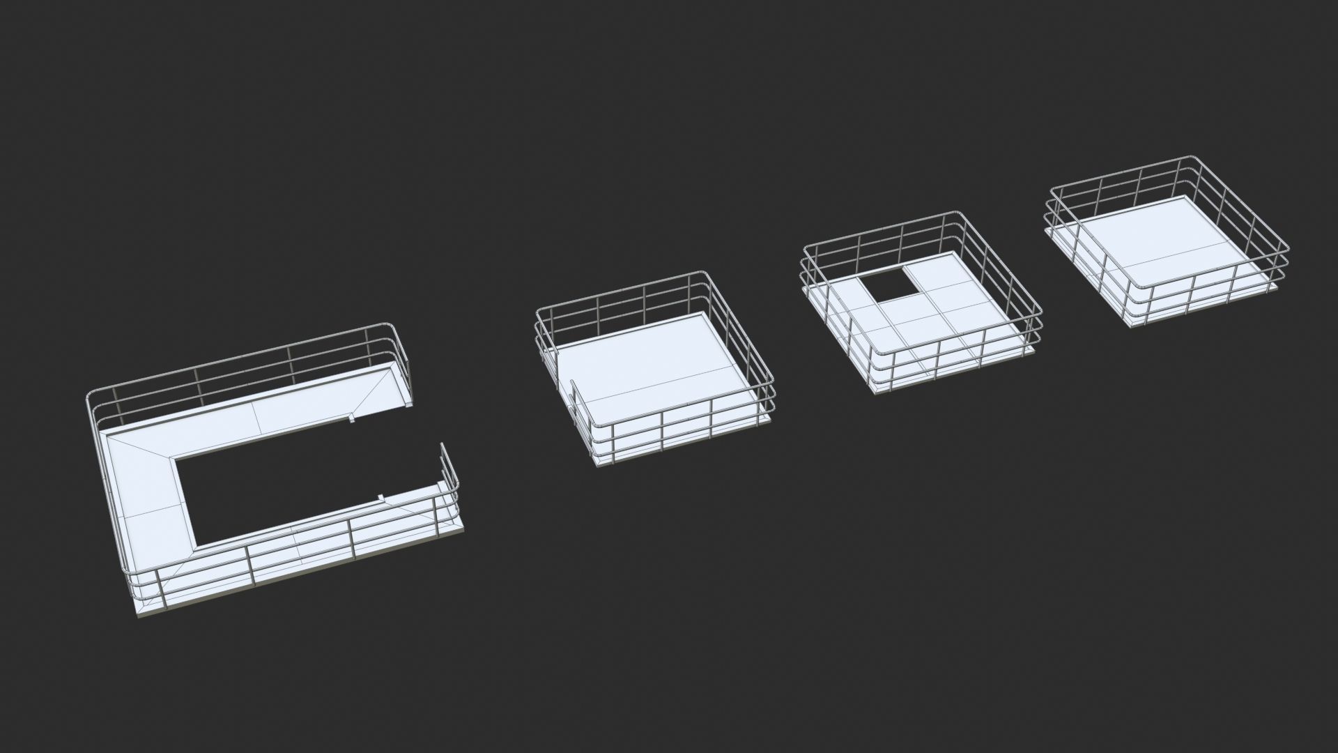 Tower Crane Modular - White Low-poly 3D model_14