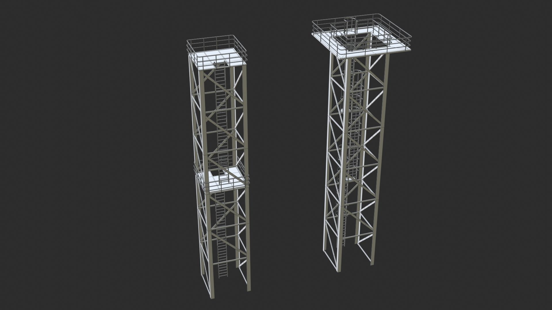 Tower Crane Modular - White Low-poly 3D model_17