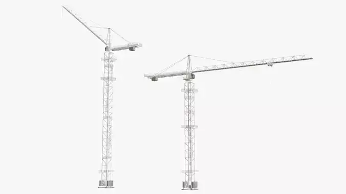 Tower Crane Modular - White Low-poly 3D model