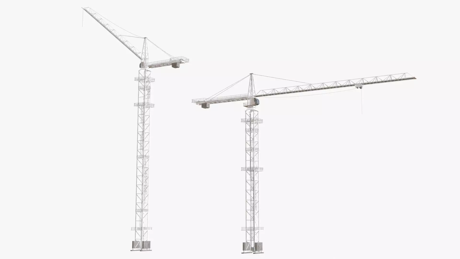 Tower Crane Modular - White Low-poly 3D model_0